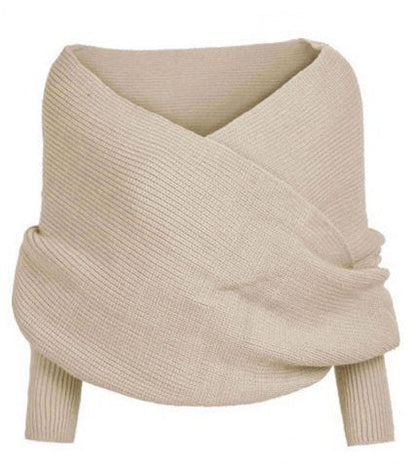 Elena – Sweter o Dzianinowym Wyglądzie z Kopertowym Przodem