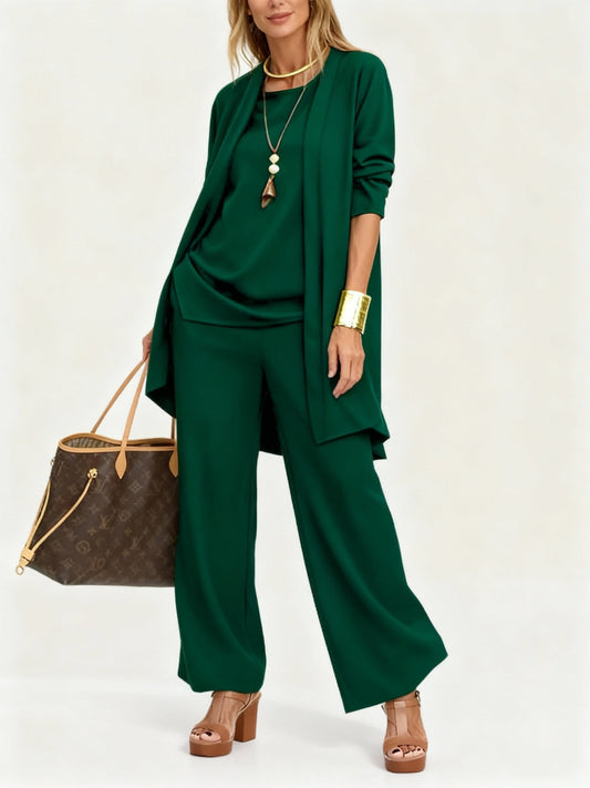 Lena – Damski elegancki zestaw z tuniką i szerokimi spodniami