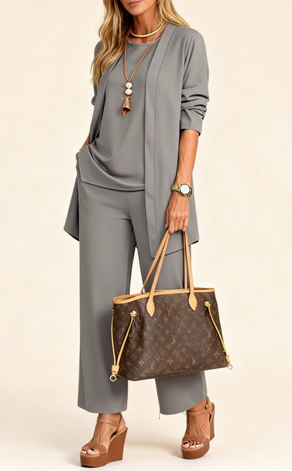 Lena – Damski elegancki zestaw z tuniką i szerokimi spodniami