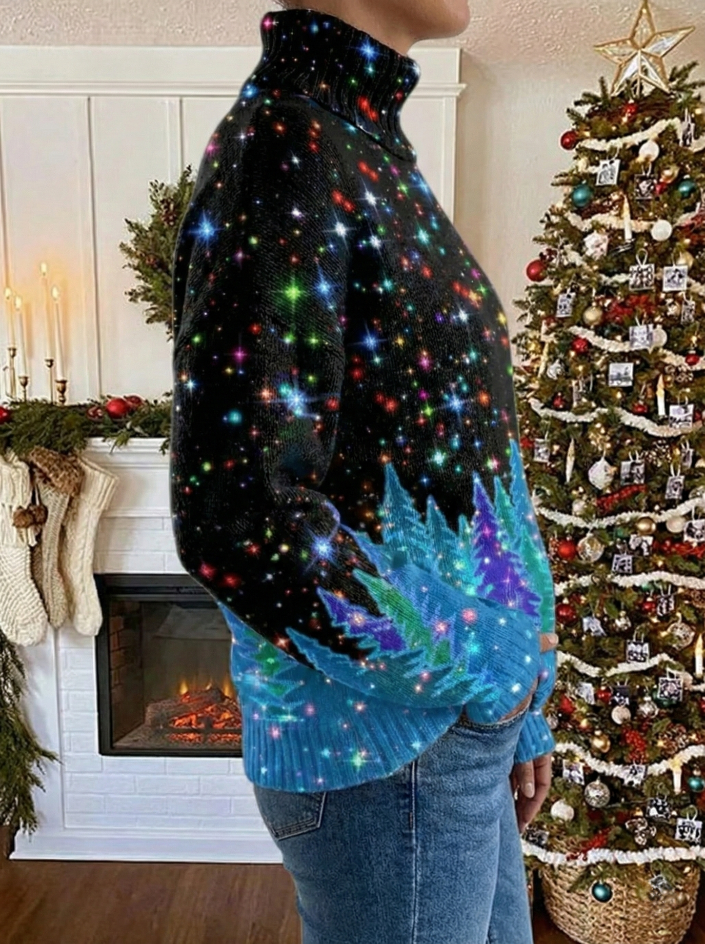 Holly – Świąteczny sweter z gwiezdnym motywem