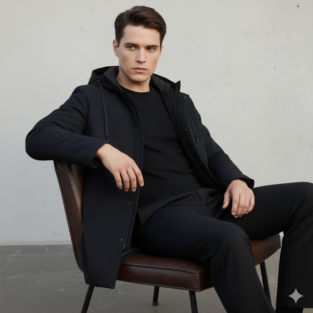 Stylowa męska kurtka z kapturem i zamkiem - J&B - 4 - Nowa-aura