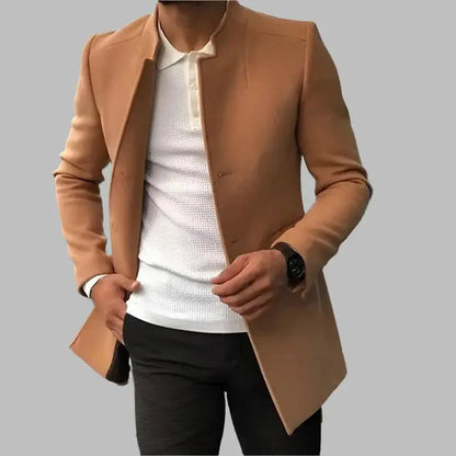 Alejandro – Męski elegancki płaszcz slim fit o minimalistycznym kroju