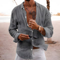 Liam – Cotton Linen Lapel Long Sleeve Shirt - Image 1