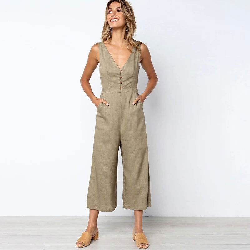 Irina – Chic V-neck Summer Jumpsuit - Image 3