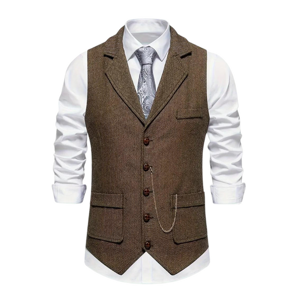 Felix – Stylish Herringbone Waistcoat Vest - Image 1