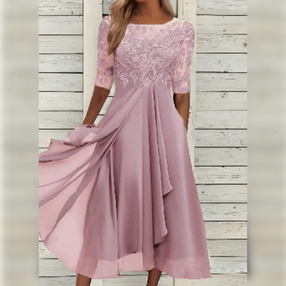 Sophie – Damska elegancka sukienka midi z koronkową górą
