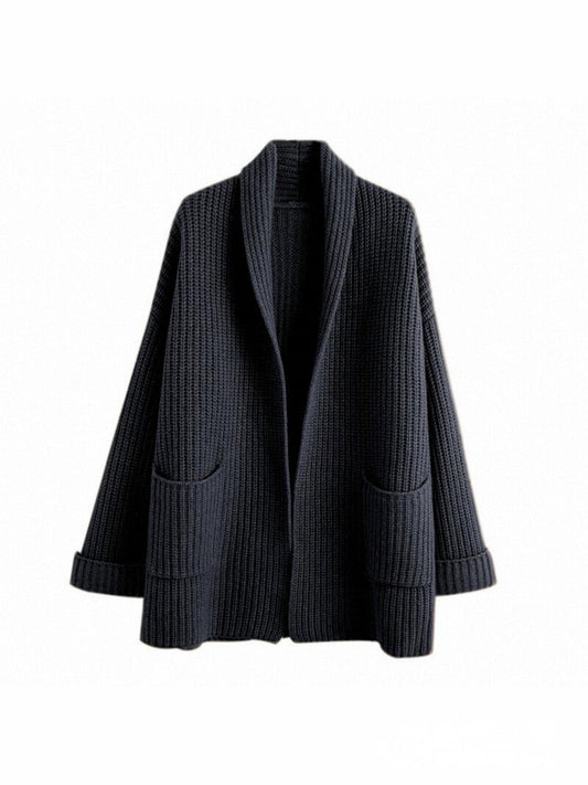 Eliana – Kardigan kaszmir damski oversize z kieszeniami gruby splot