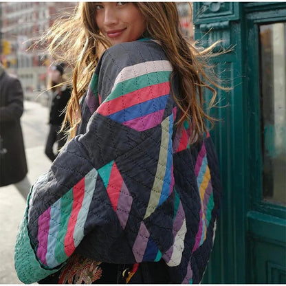 Luna – Damska Bawełna pikowana kurtka kimono w stylu boho