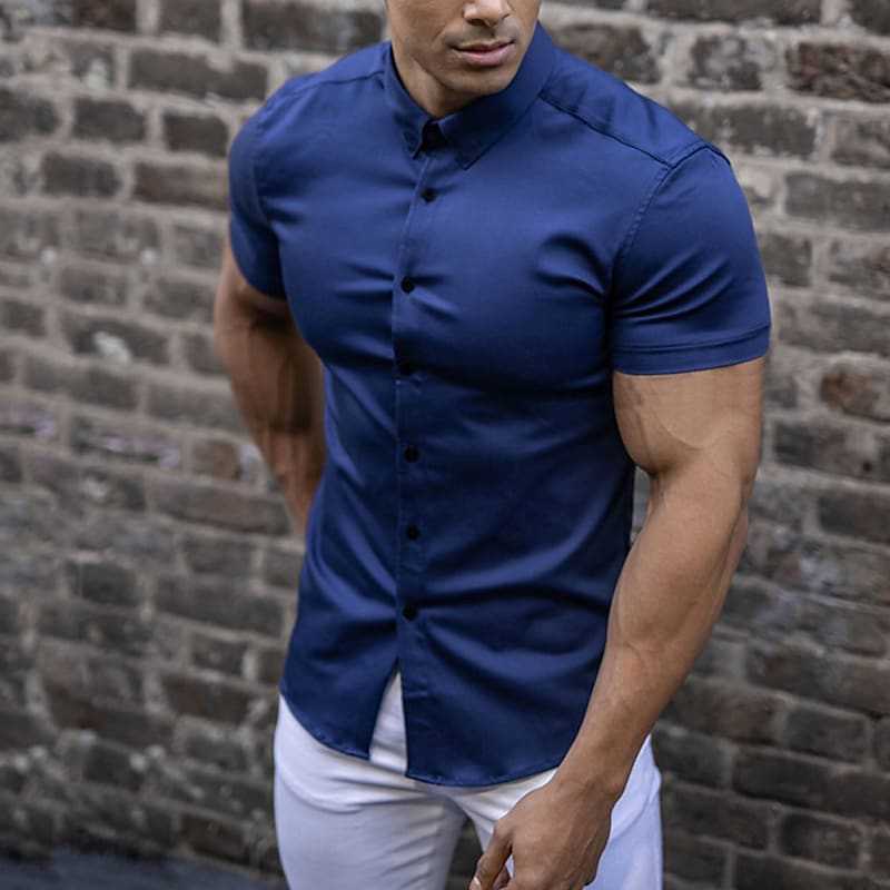 Marco – Elegancka koszula z krótkim rękawem o kroju slim fit dla mężczyzn