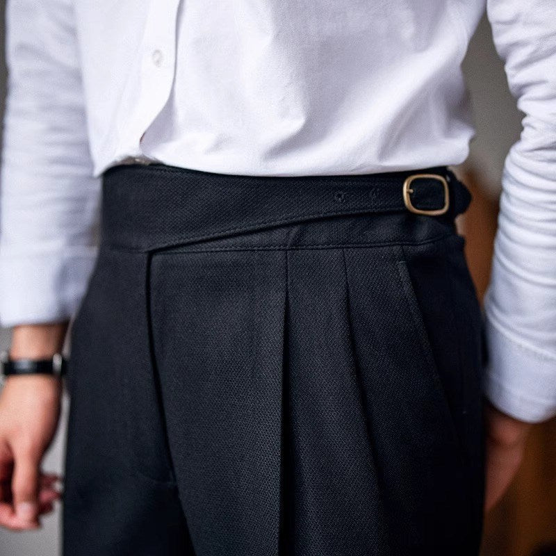 Paul – Męskie eleganckie spodnie z zakładkami o prostym kroju