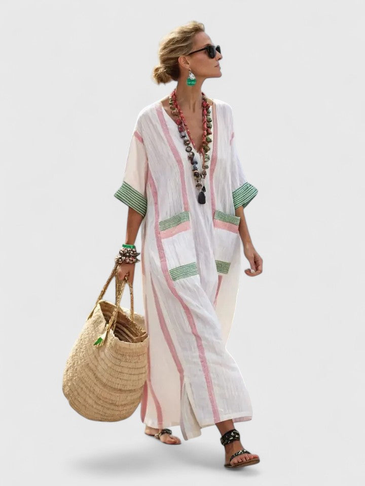 Karina – Women V-Neck Kaftan Maxi Dress - Image 5