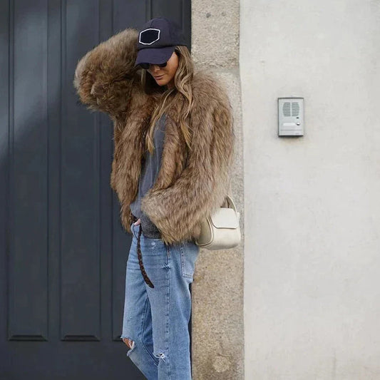 Karolina - Kurtka damska futrzana sztuczne futro oversize