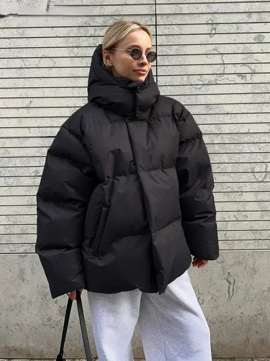 Lyra - Damska kurtka puchowa oversize z kapturem