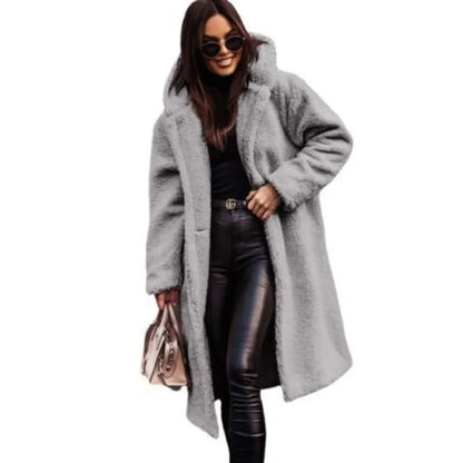 Różowylinda | Damen Langer Wollmantel mit Kapuze für den Winter