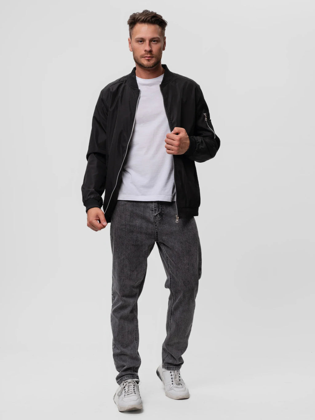 Elegancka męska bomberka slim fit z zamkiem błyskawicznym - J&B - 6 - Nowa-aura