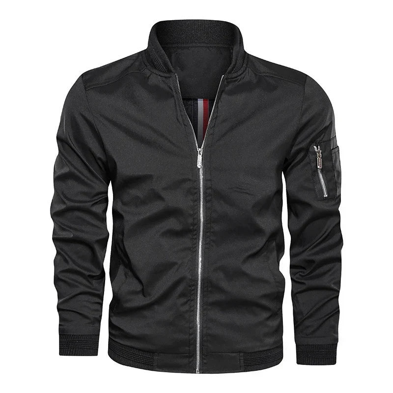 Elegancka męska bomberka slim fit z zamkiem błyskawicznym - J&B - 11 - Nowa-aura