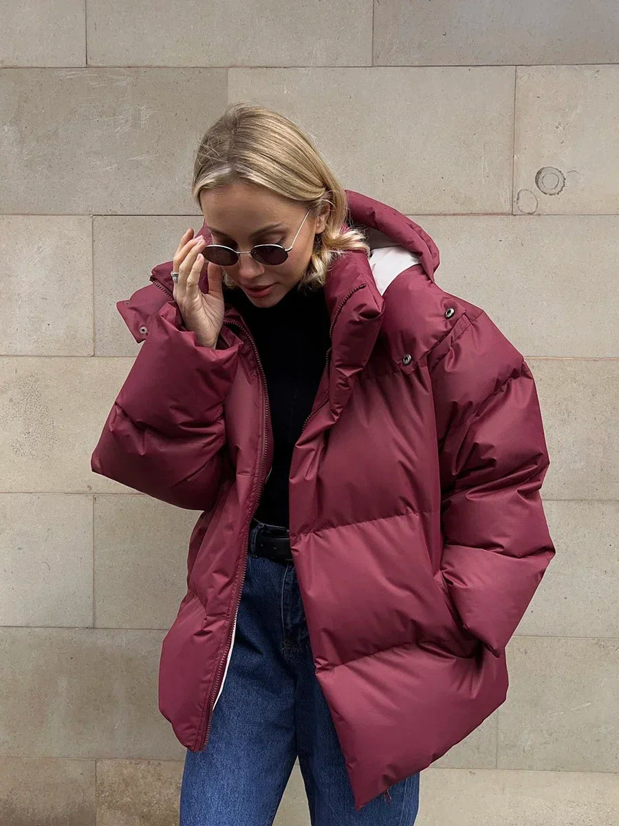 Lyra - Damska kurtka puchowa oversize z kapturem