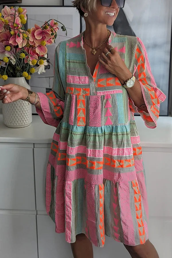 Annemarie – Geometric Print Tiered Dress - Image 3