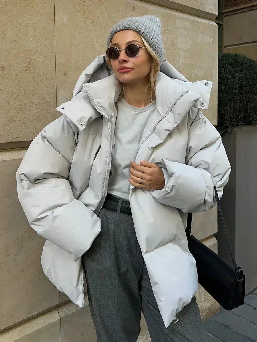 Lyra - Damska kurtka puchowa oversize z kapturem