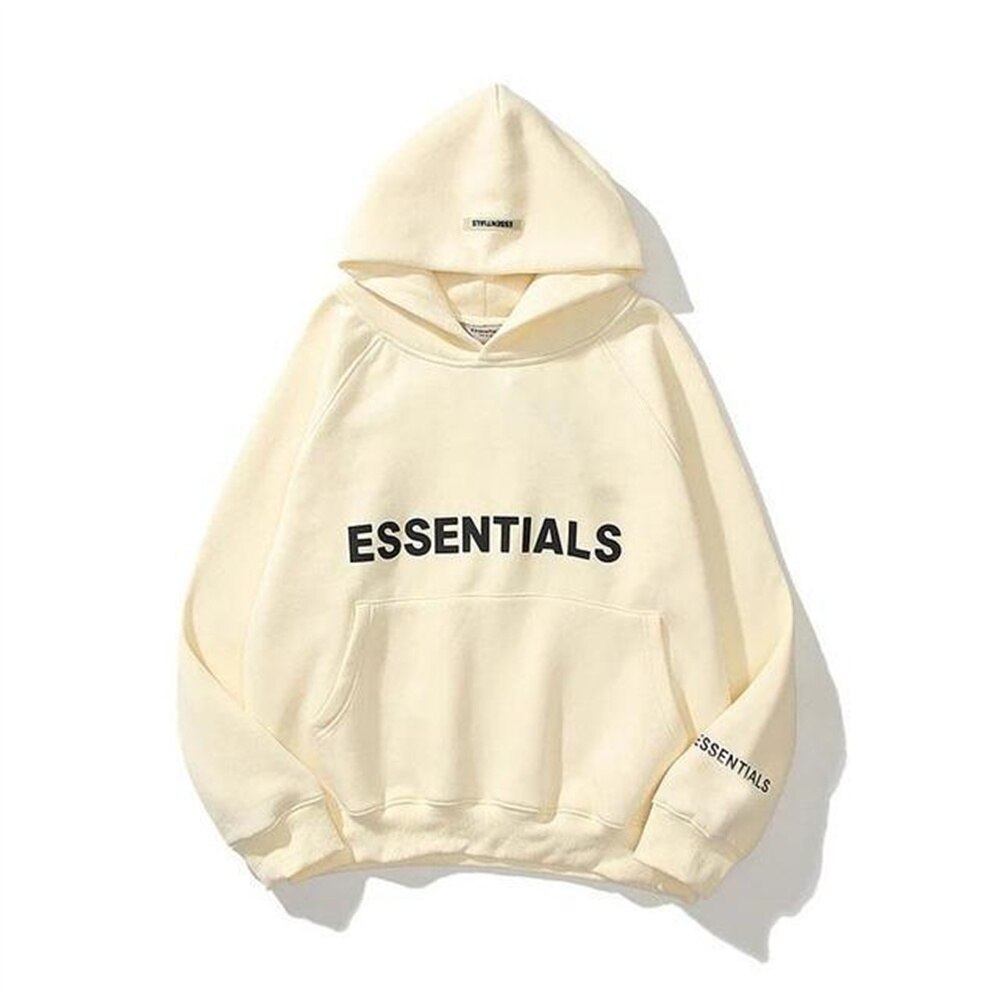 Nova – Bluza uniseks biała Essentials z kapturem i kieszenią kangurką