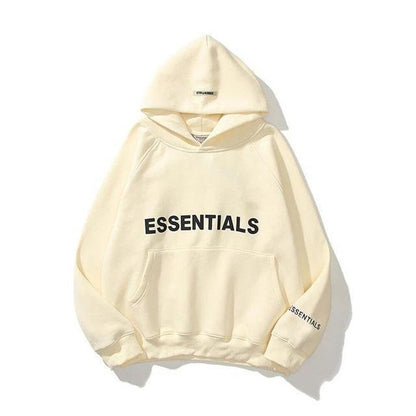 Nova – Bluza uniseks biała Essentials z kapturem i kieszenią kangurką