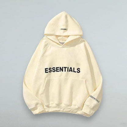 Nova – Bluza uniseks biała Essentials z kapturem i kieszenią kangurką