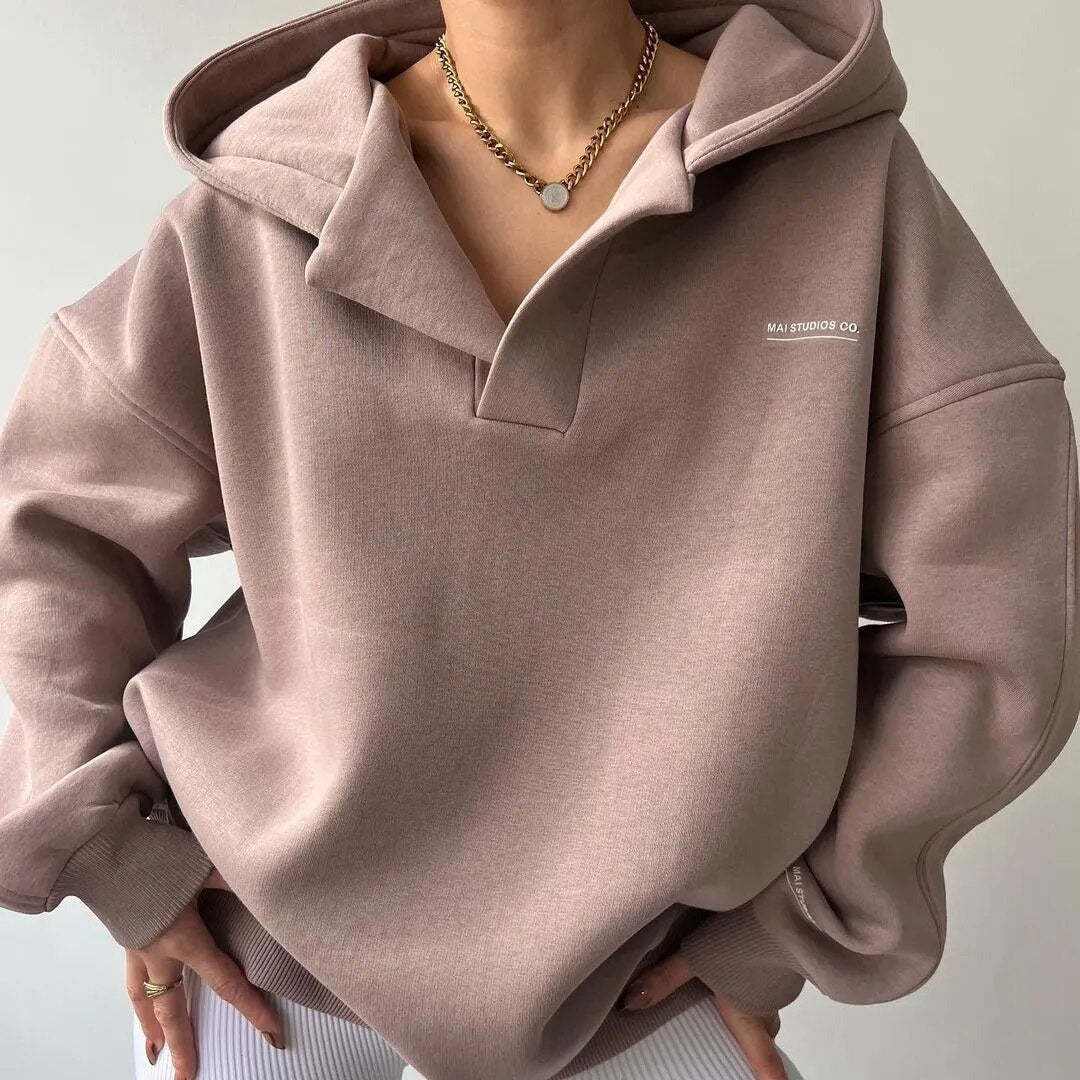 Zoey - Bluza bawelna z kapturem oversize damska