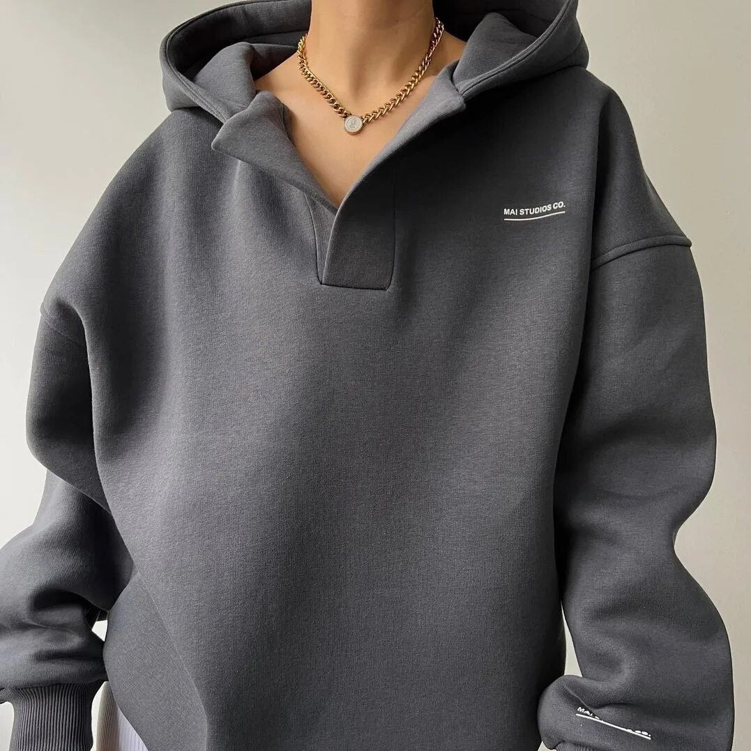 Zoey - Bluza bawelna z kapturem oversize damska
