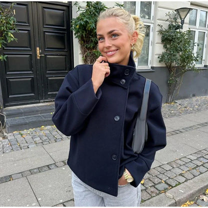 Maja – Oversize płaszcz z wysokim kołnierzem dla kobiet