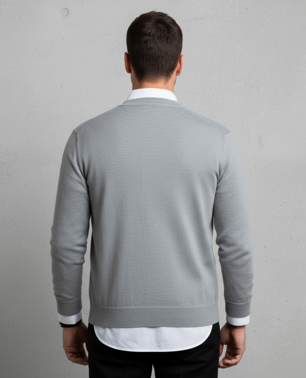 Elegancki męski sweter w serek z guzikami i kieszeniami - J&B - 2 - Nowa-aura