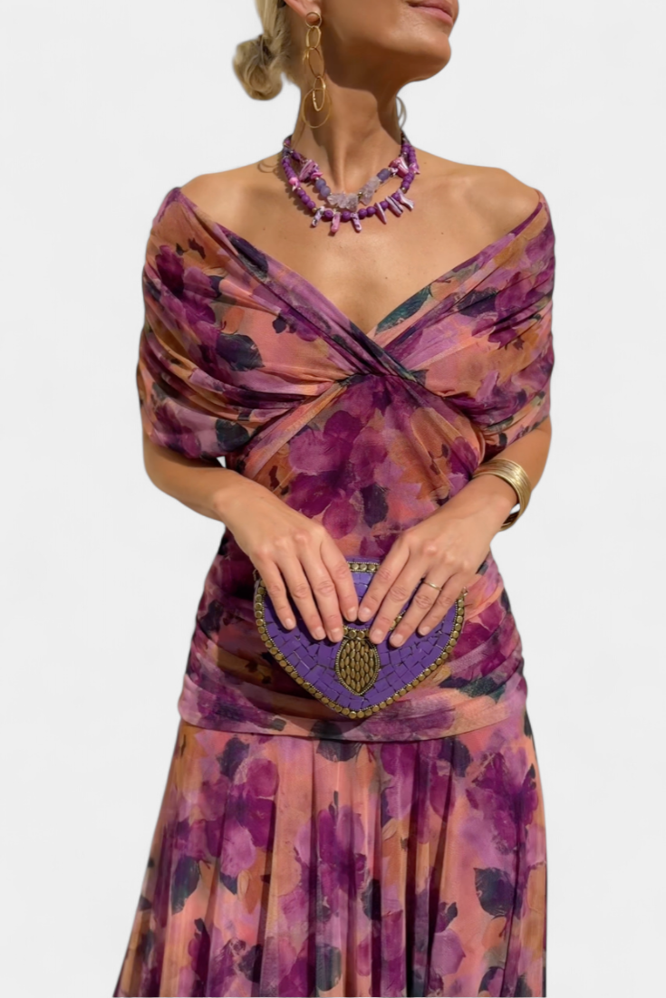 Paula – Elegant Off-Shoulder Draped Dress for Women - Image 8