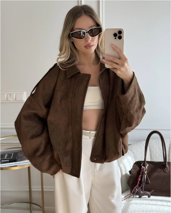 Olga – Damska Zamszowa Kurtka Oversize