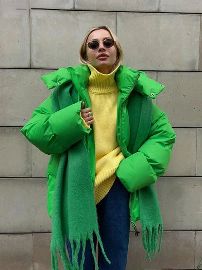 Lyra - Damska kurtka puchowa oversize z kapturem