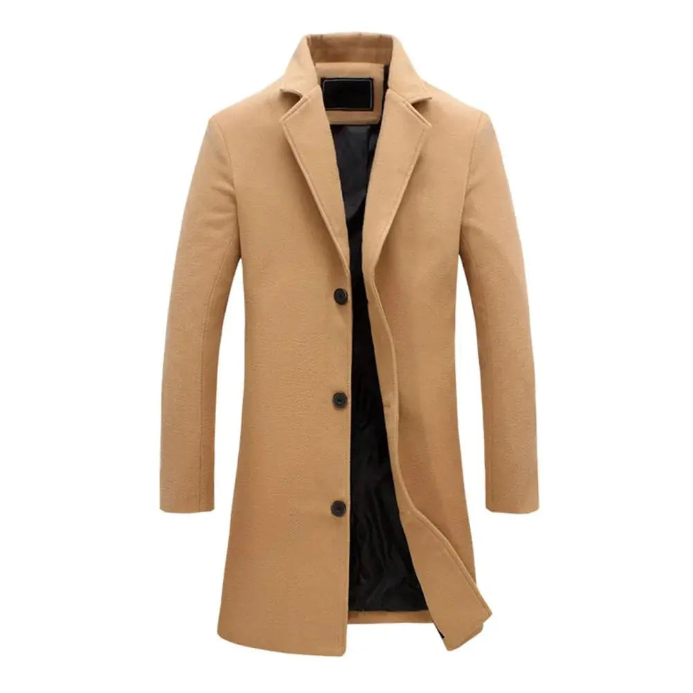 Elegancki męski zimowy płaszcz Tailored Fit z opadającym kołnierzem i guzikiem - J&B - 2 - Nowa-aura