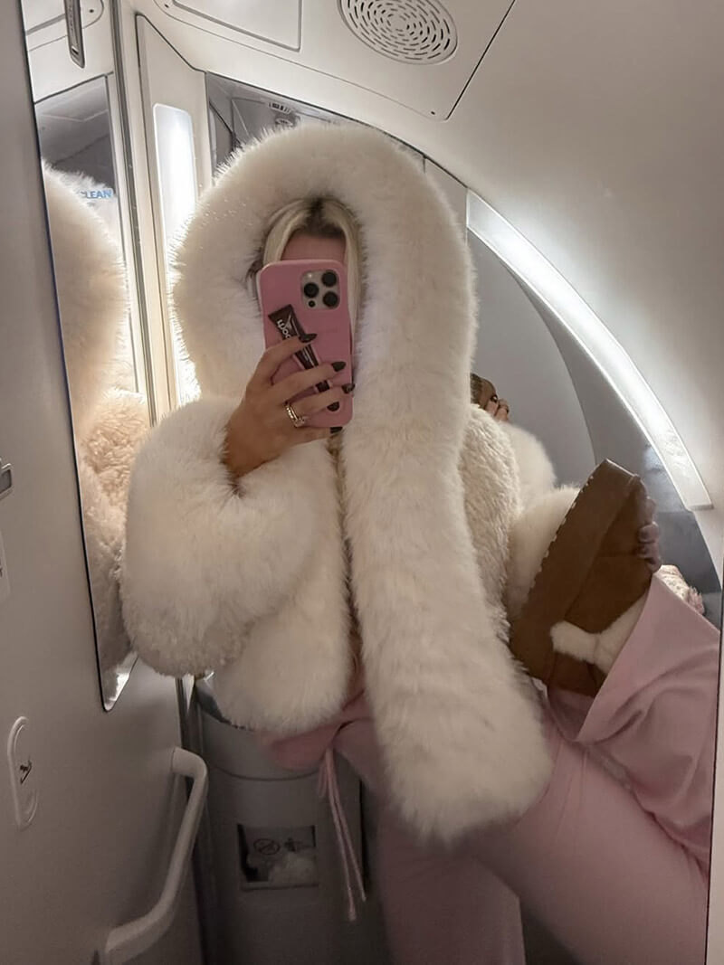 Isabella – Puchaty zimowy płaszcz z obszernym kapturem dla kobiet