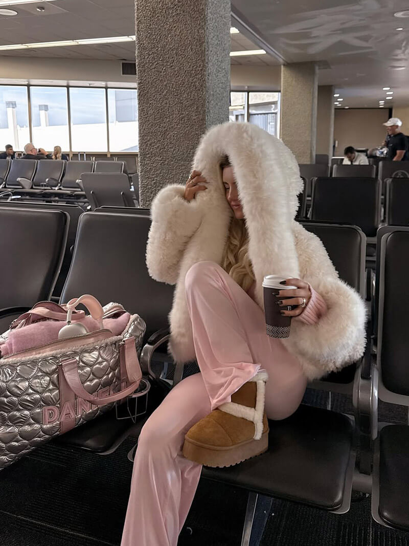 Isabella – Puchaty zimowy płaszcz z obszernym kapturem dla kobiet