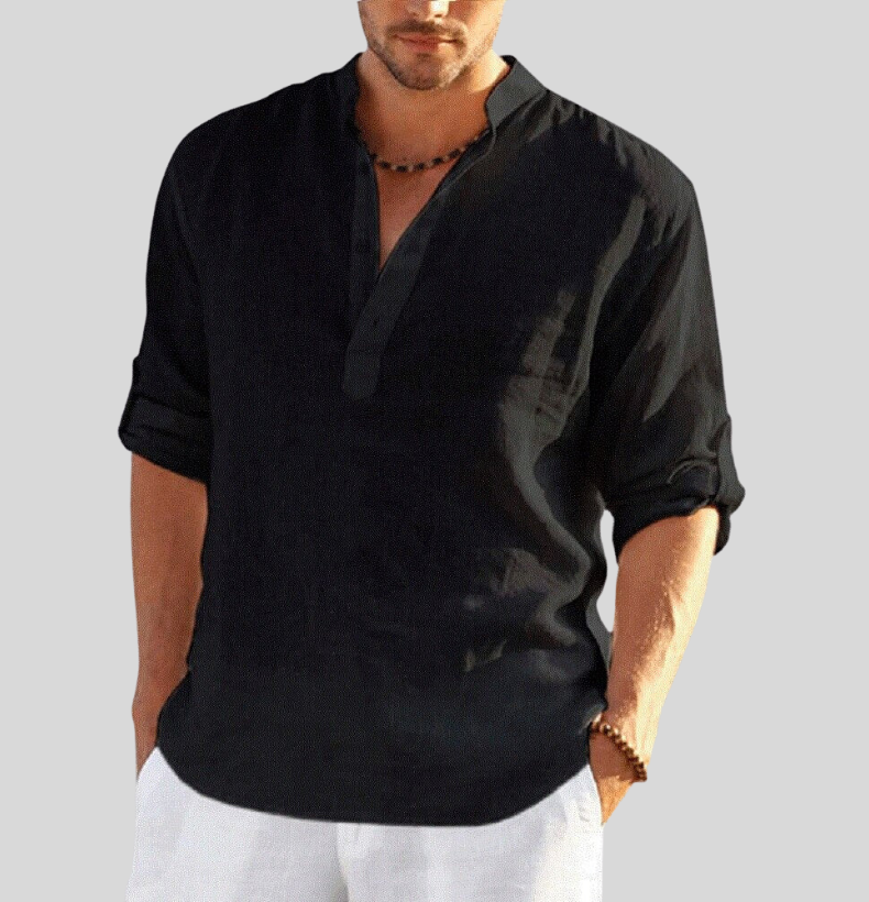 Sven – Long Sleeve Stand Collar Shirt - Image 7