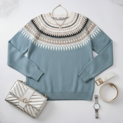 Isla – Stylowy dzianinowy sweter z dekoracyjnym wzorem damski