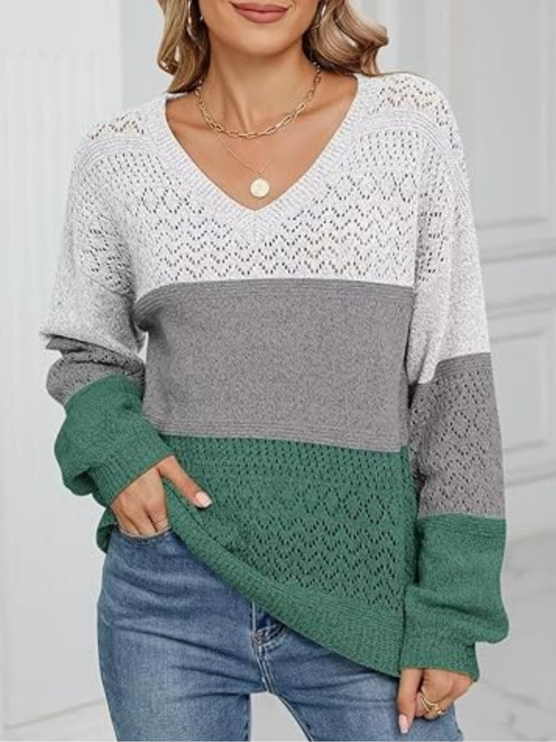Elvina – Sweter damski z dekoltem V