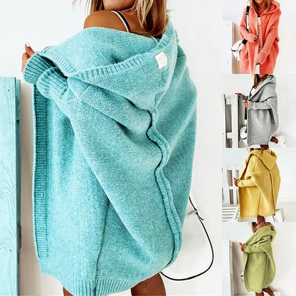 Lena – Miękki kardigan o swobodnym kroju z obszernym kapturem