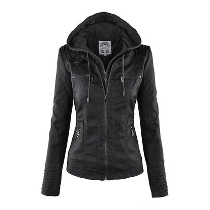 Innenansicht einer schwarz lederjacke mit zwei reißverschlüssen