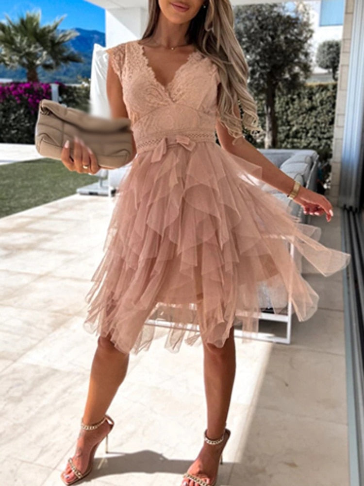Anna – Elegant  Cocktail Tiered Dress - Image 7