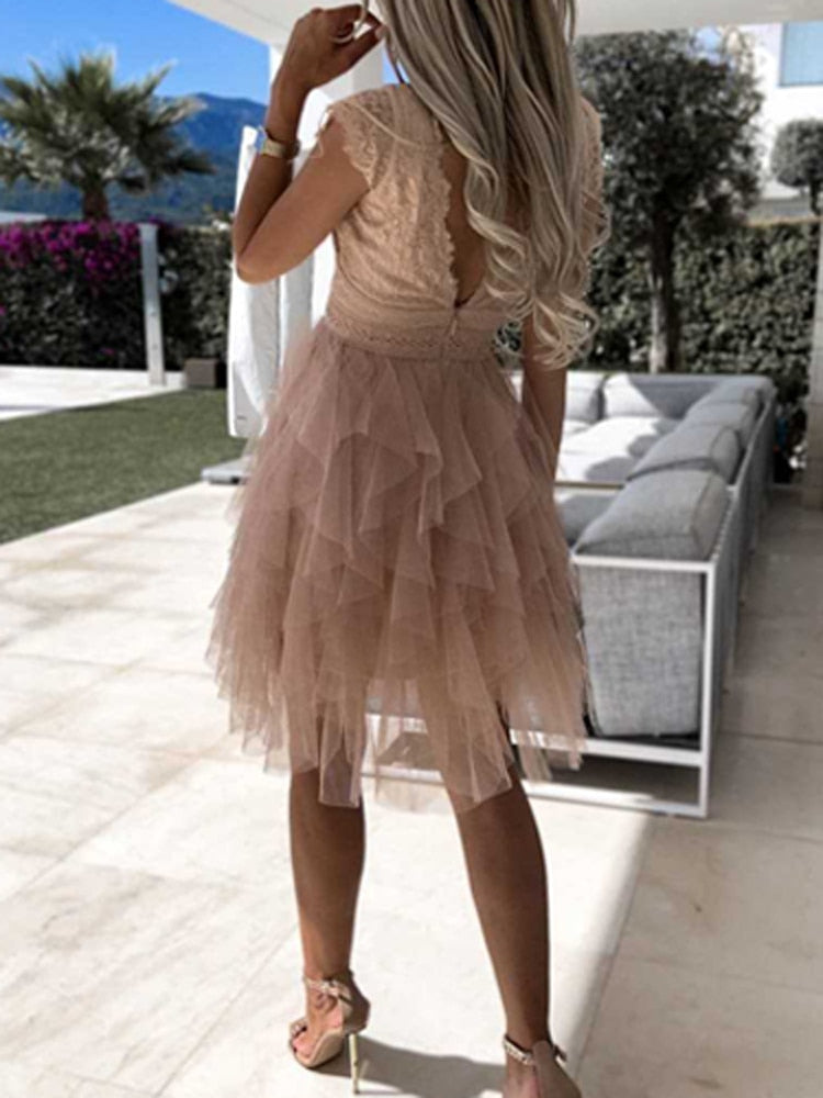 Anna – Elegant  Cocktail Tiered Dress - Image 3