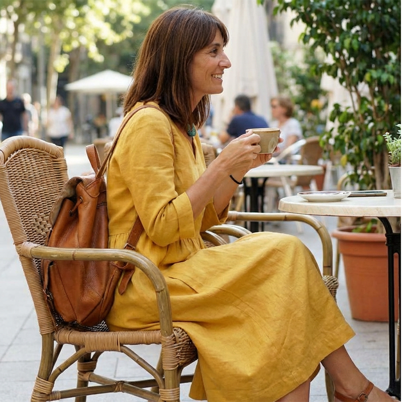 Karin – Effortless  3/4 sleeves and pockets Dress for Women - Image 3