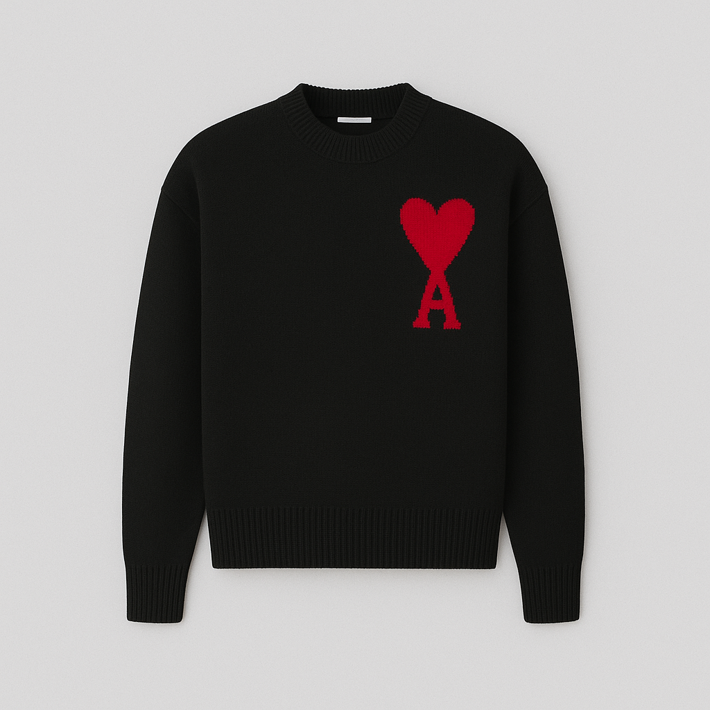 groene trui met wit hart en letter A op de borst