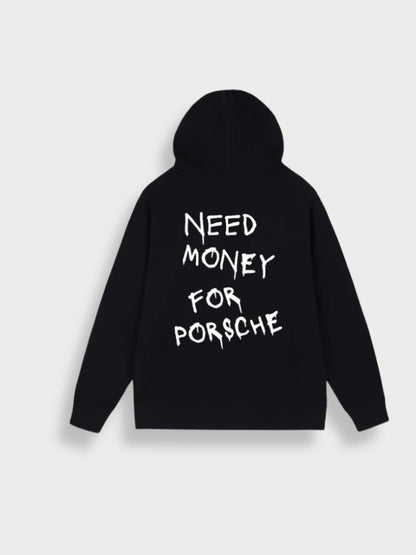 Rebel – Oversize hoodie z nadrukiem "Need Money for Porsche”