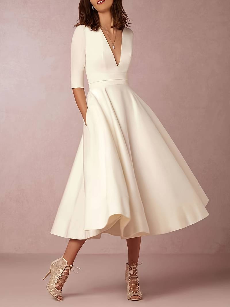 Verena – Women's White Wedding Guest Dress - Image 4