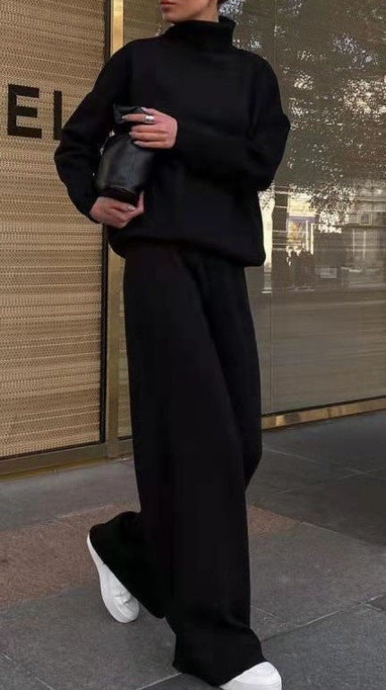 Liora - Damski komplet dzianinowy z golfem elegancki casualowy