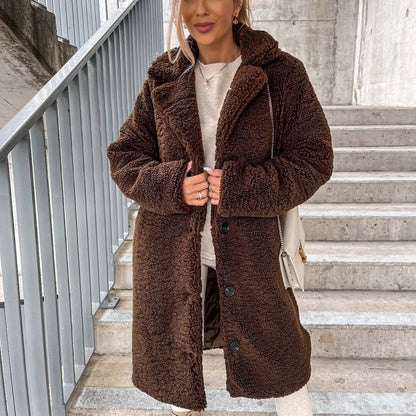 Evelina - Płaszcz zimowy damski z miękkiego sztucznego futra elegancki modny