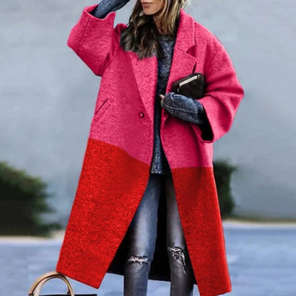 Julia – Wełniany Płaszcz Damski w Modną Kratę Oversize